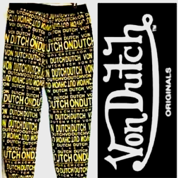 Von Dutch Other - New w/Tags Von Dutch Allover Monogram Black/ Yellow Print Joggers Size XXL
